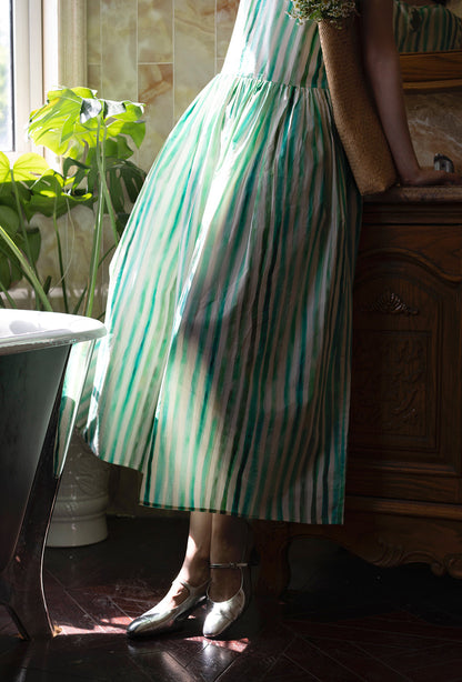 Water balloon striped long French dress