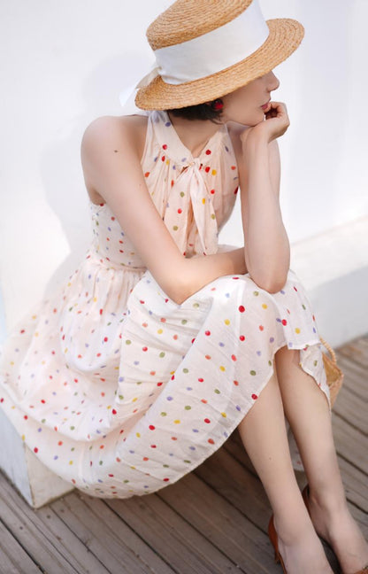 Polka dot tea party sleeveless dress