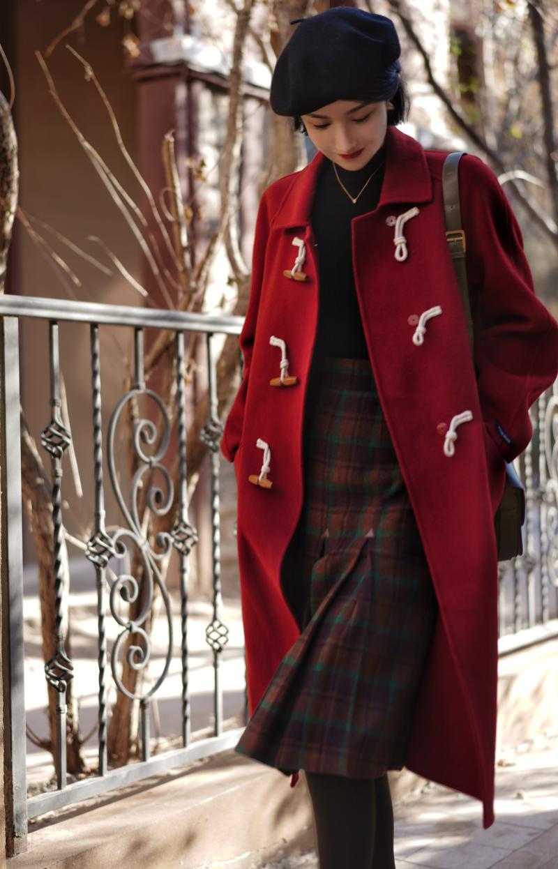 Crimson Lady Classical Duffle Coat