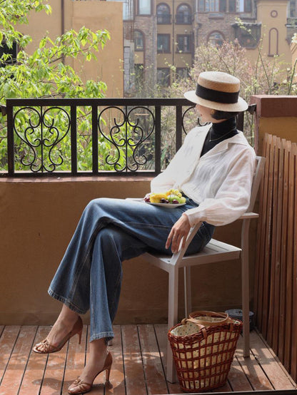 Lady White Linen Blouse