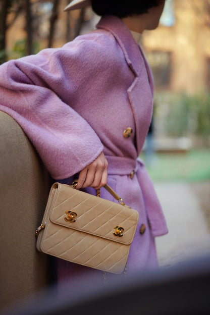 Purple lady long wool coat