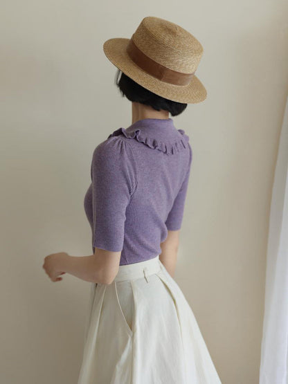 Modest Purple Lady Retro Knit Top