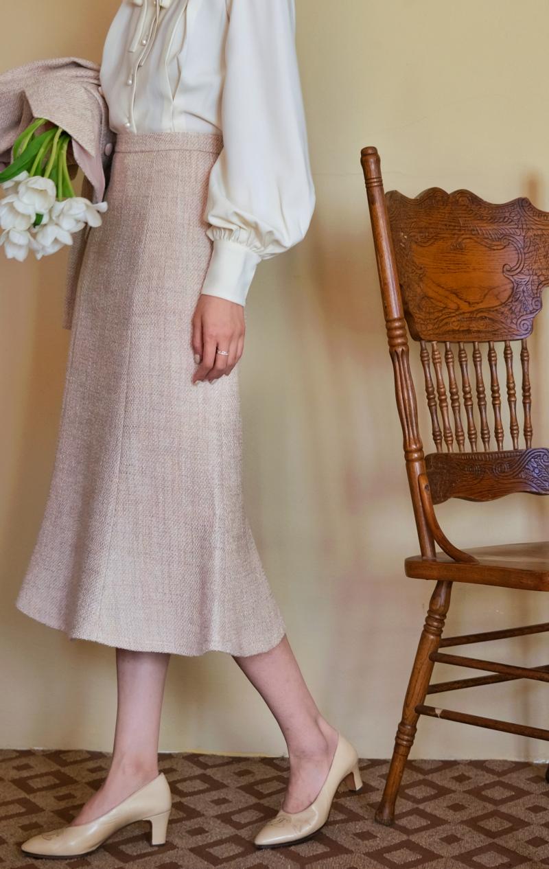 Birch brown polka dot velvet umbrella skirt