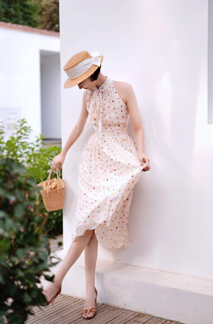 Polka dot tea party sleeveless dress