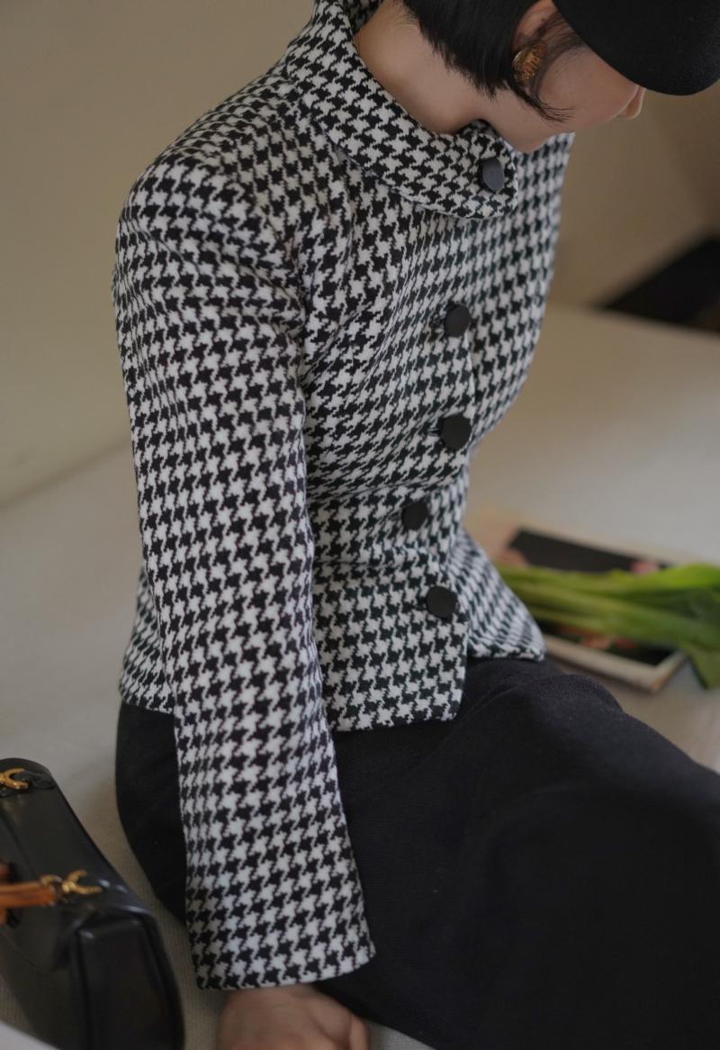 Houndstooth Retro Wool Jacket