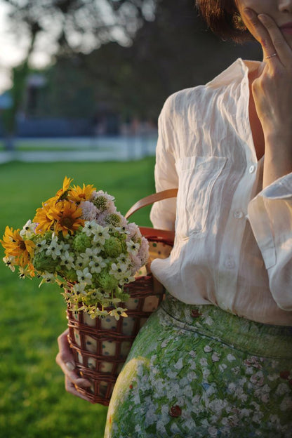 Garden oil painting wrap skirt