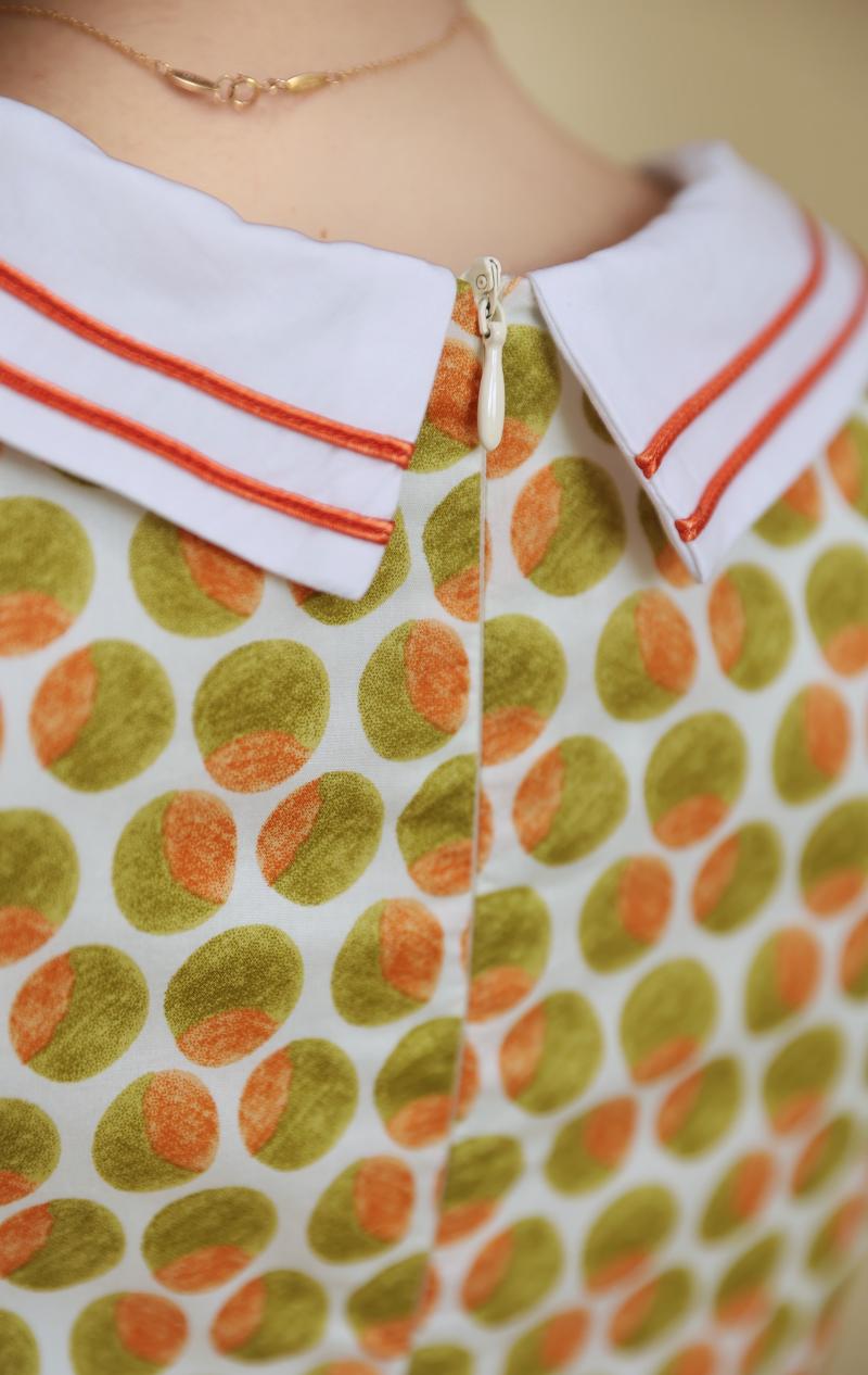 Yellow green orange polka dot pattern classical dress