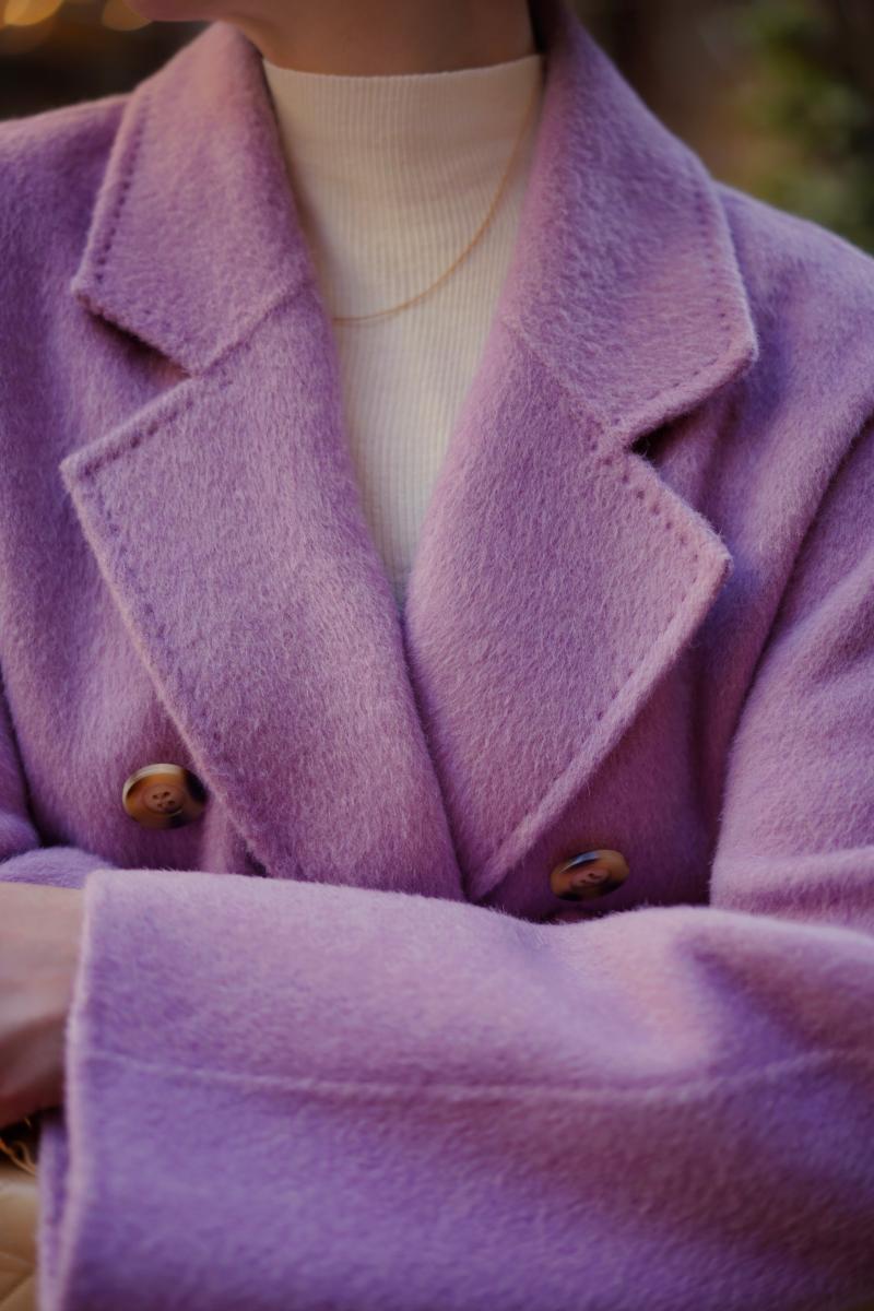 Purple lady long wool coat