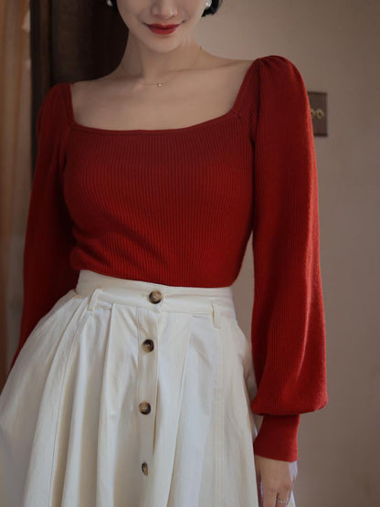 Crimson Lady Bishop Sleeve Knit