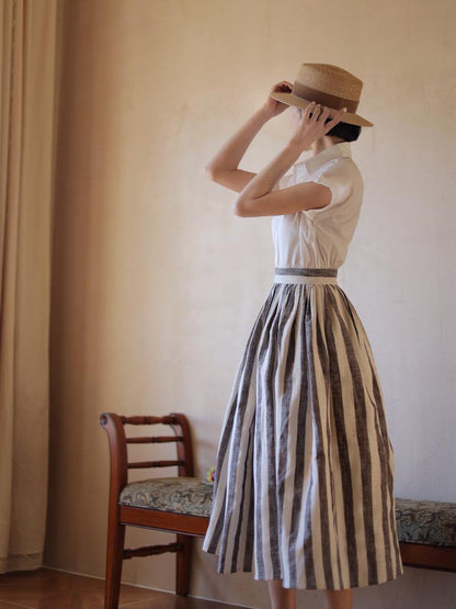 soot brown vertical striped hepburn skirt