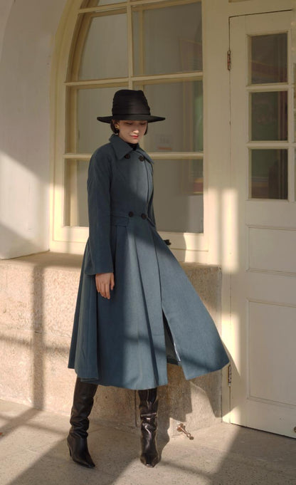 Gray Indigo Lady Classical Wool Coat