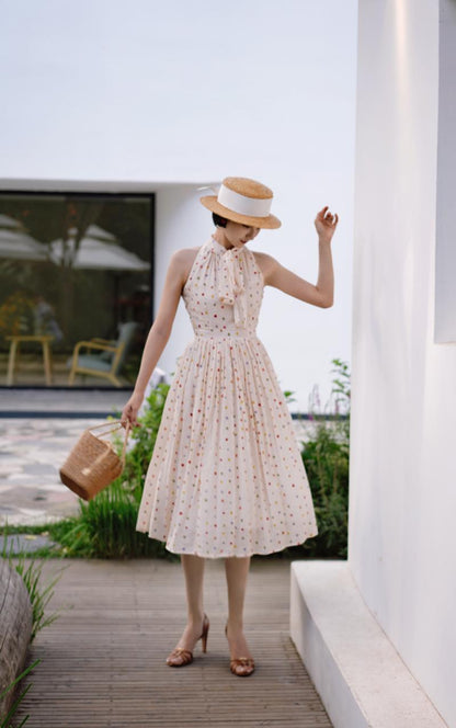 Polka dot tea party sleeveless dress