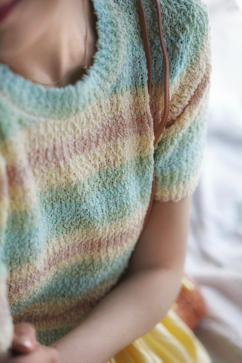 colorful striped knit tops