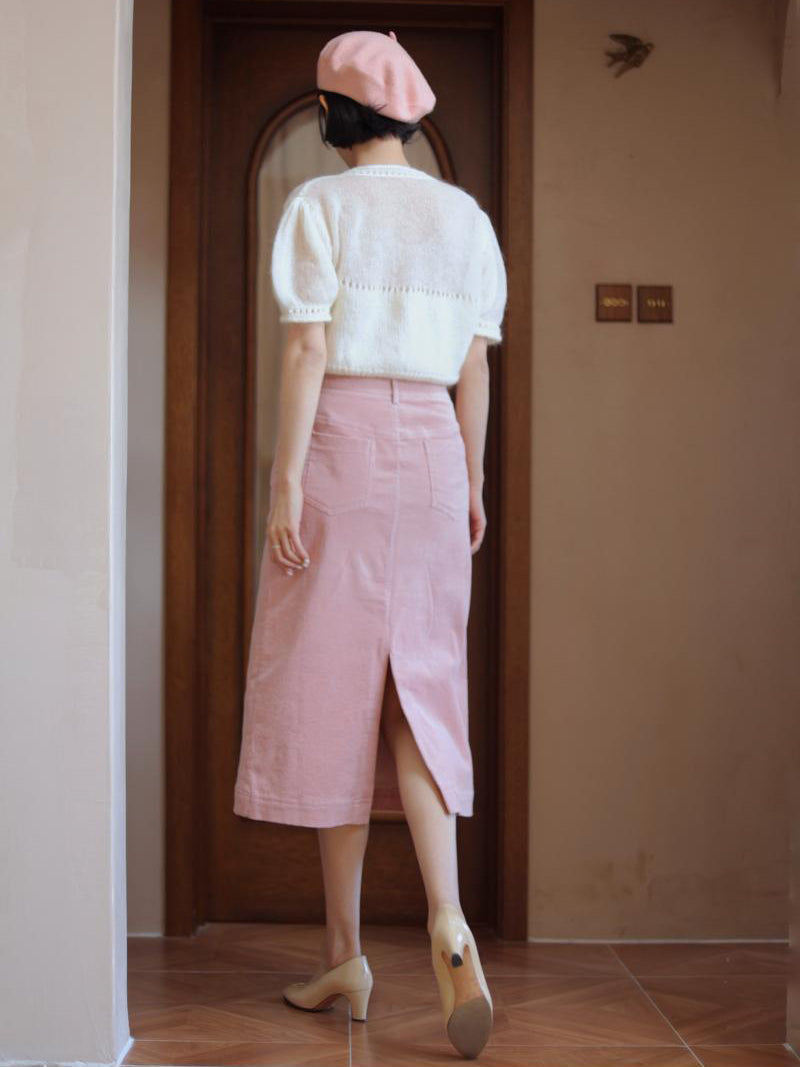 pink lady corduroy skirt