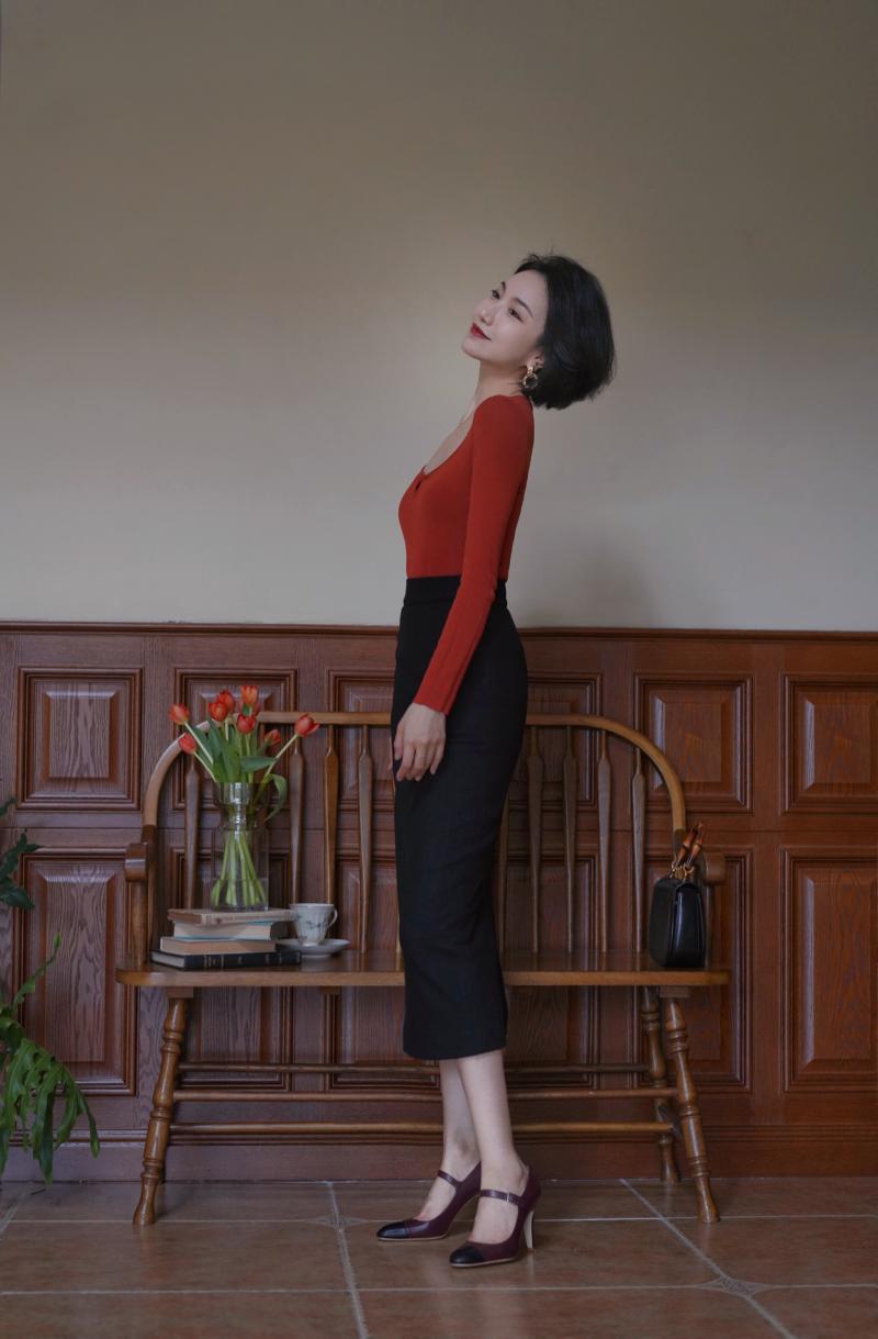 Lady's cheongsam slim knit