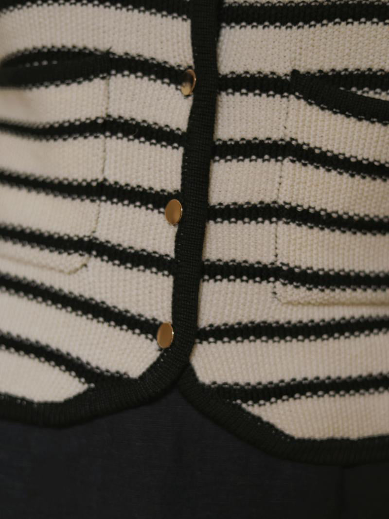 Black striped classic cardigan