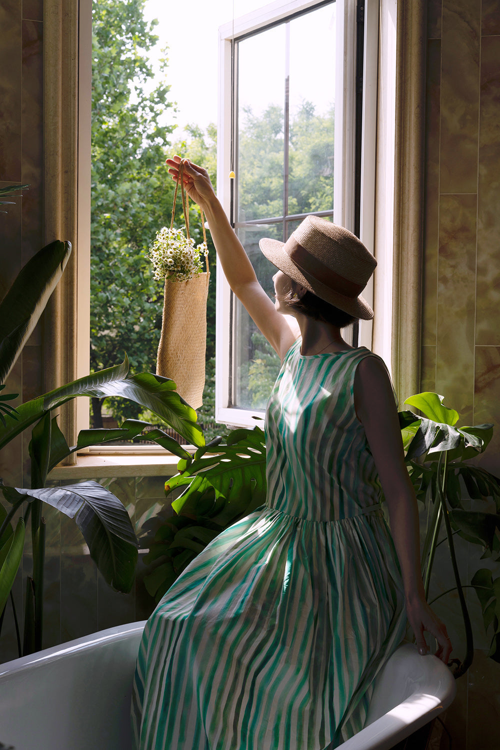 Water balloon striped long French dress