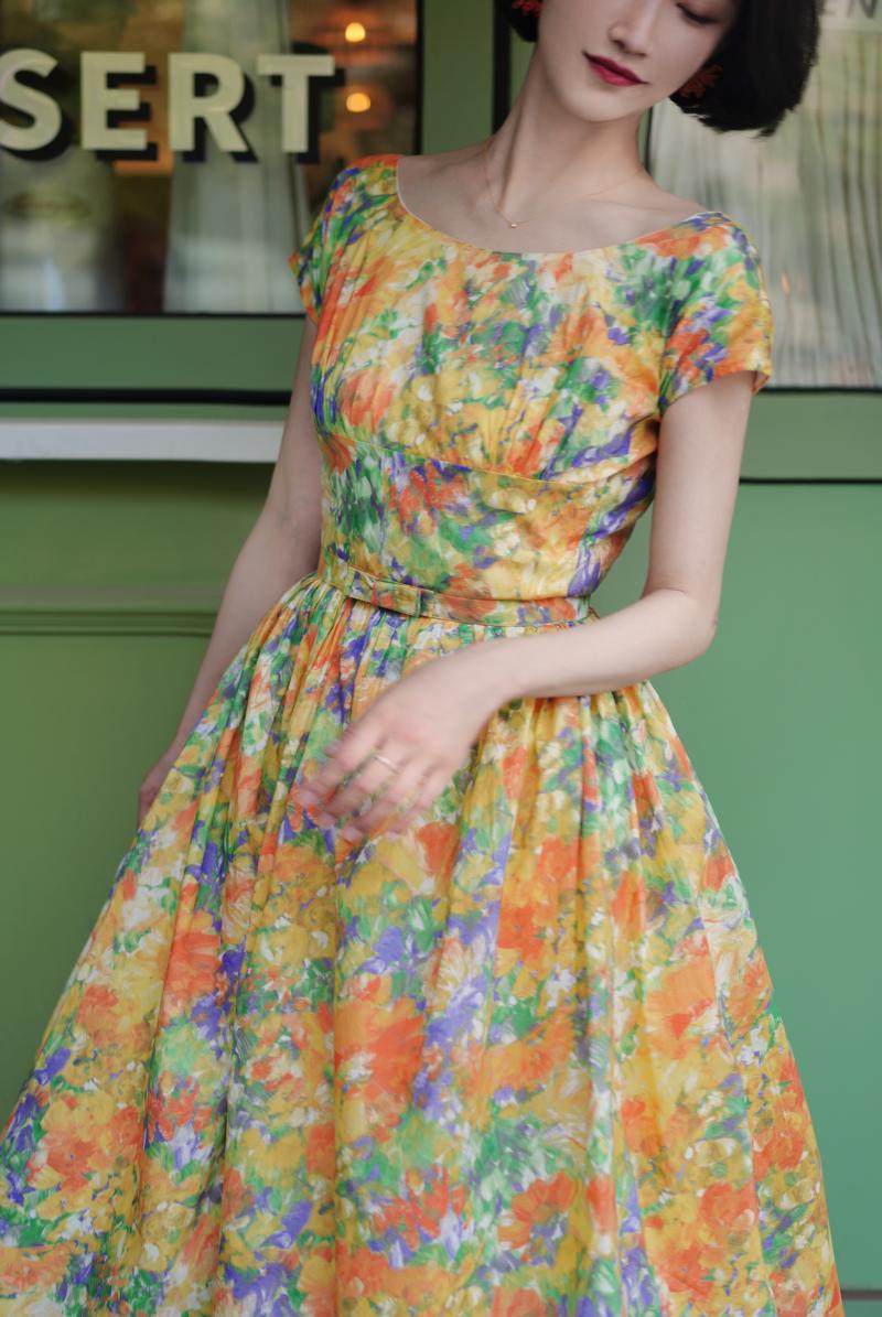 oil painting flower movie actress dress