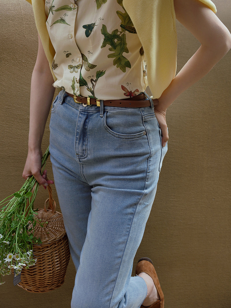 Western lady's retro leather belt