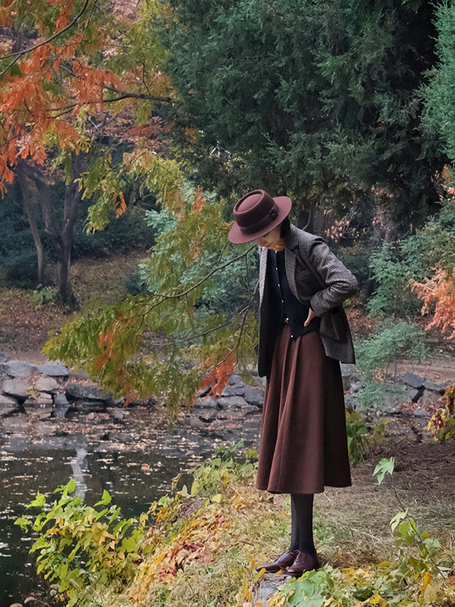 Dark Brown Lady Retro Umbrella Skirt