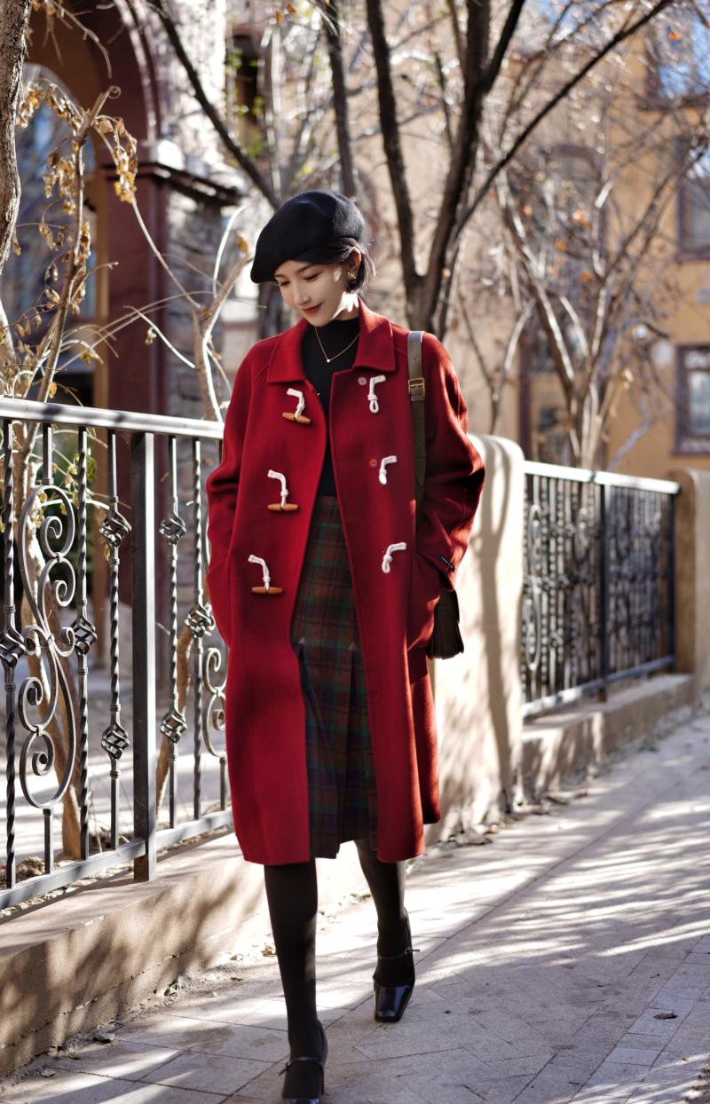 Crimson Lady Classical Duffle Coat