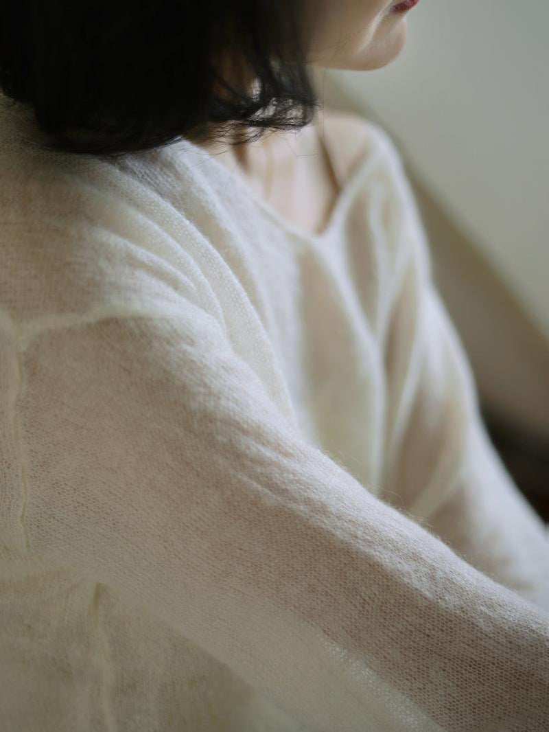 Ivory keyboard color mohair pullover