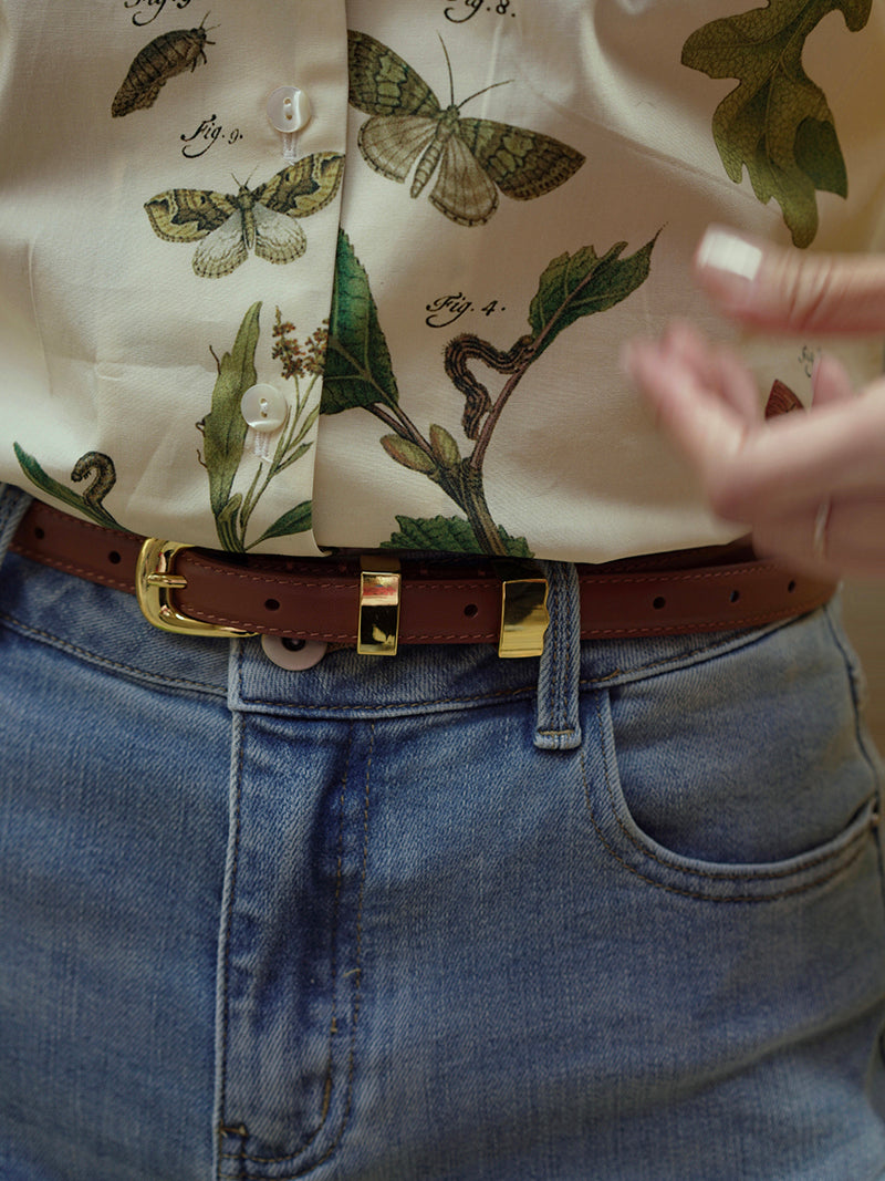 Western lady's retro leather belt