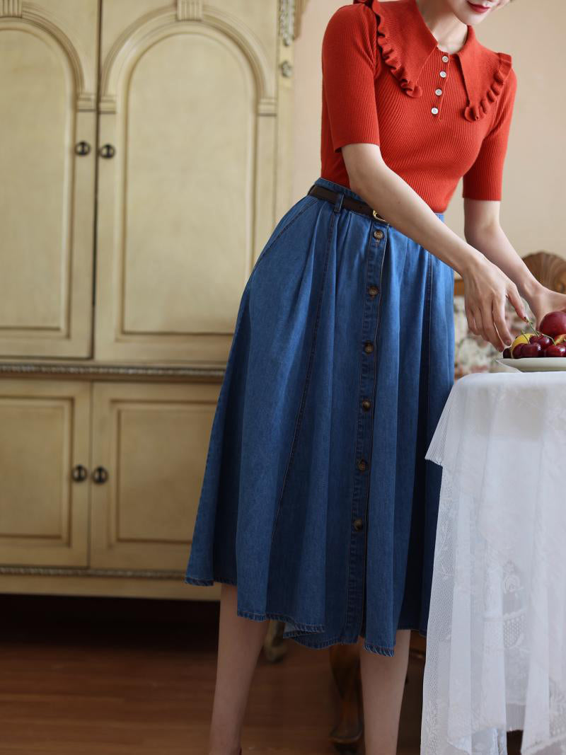 Indigo Blue Lady's Denim Skirt