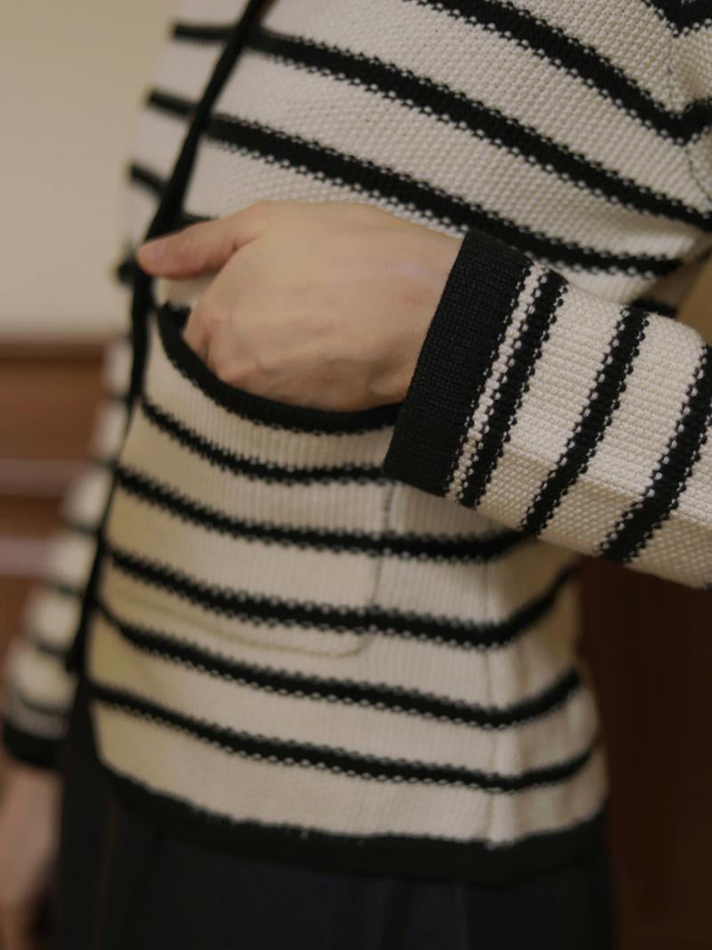 Black striped classic cardigan