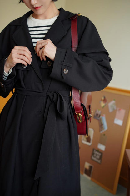 Black lady classic trench coat