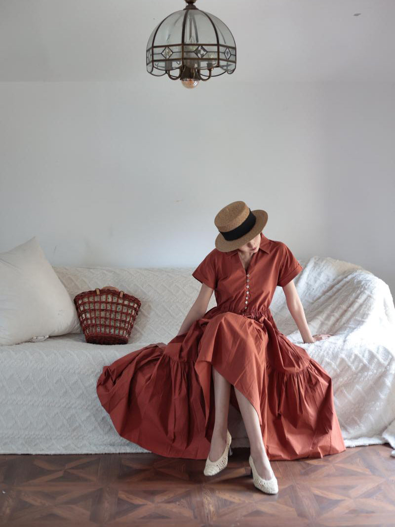 Red copper lady vintage dress