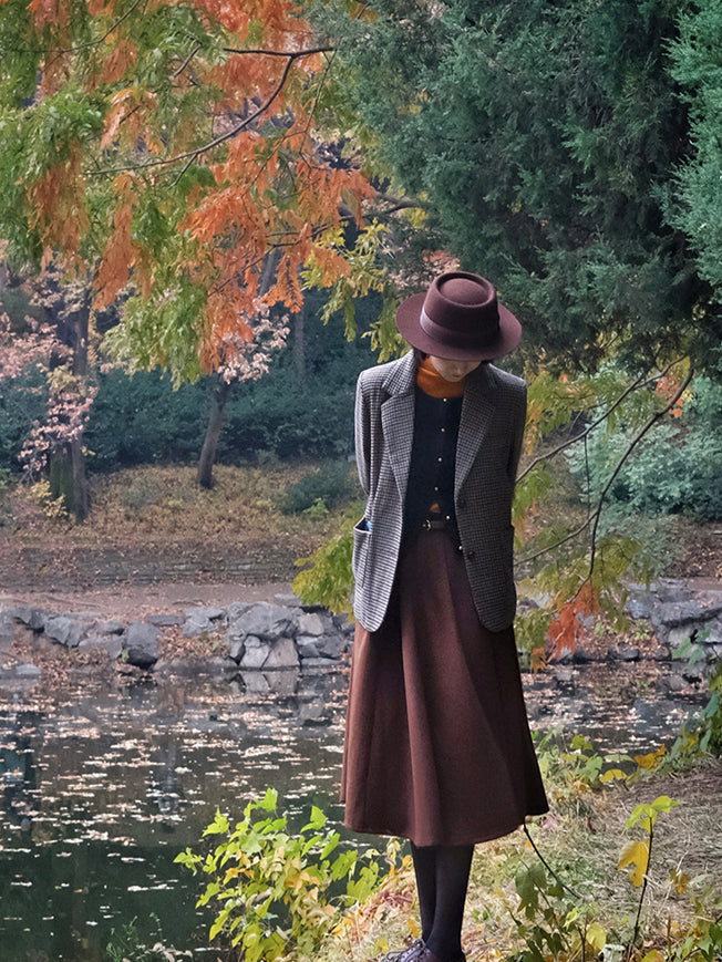 Dark Brown Lady Retro Umbrella Skirt