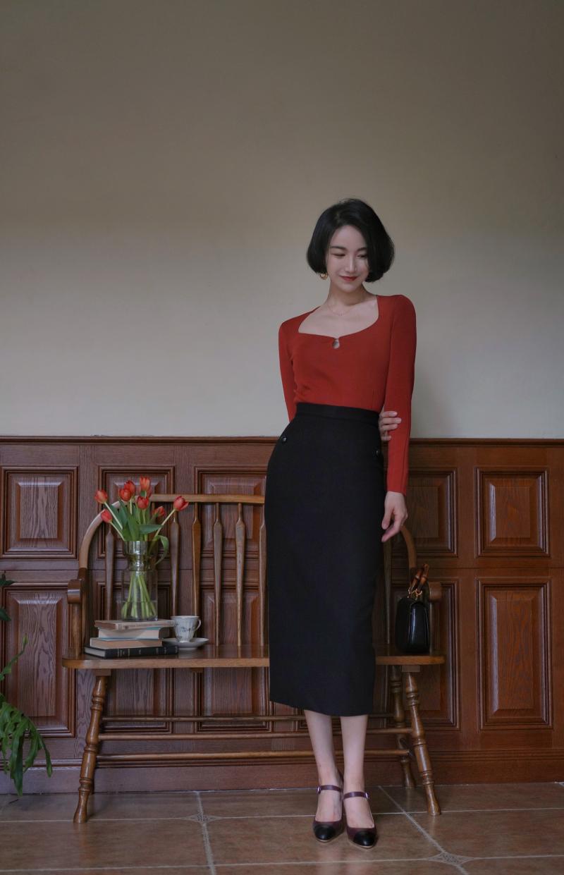 Lady's cheongsam slim knit