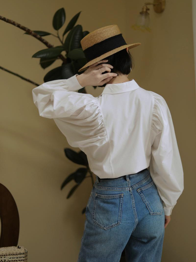 Pure white lady classical blouse