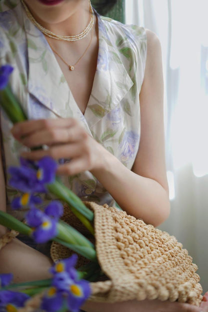 Light purple rose pattern melting dress