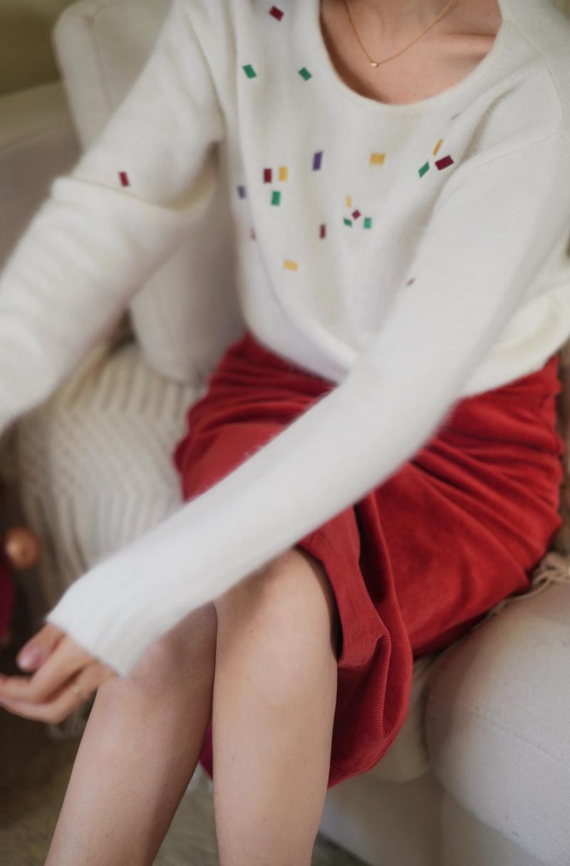 Confetti embroidery knit sweater