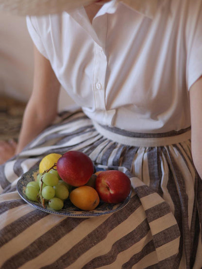 soot brown vertical striped hepburn skirt