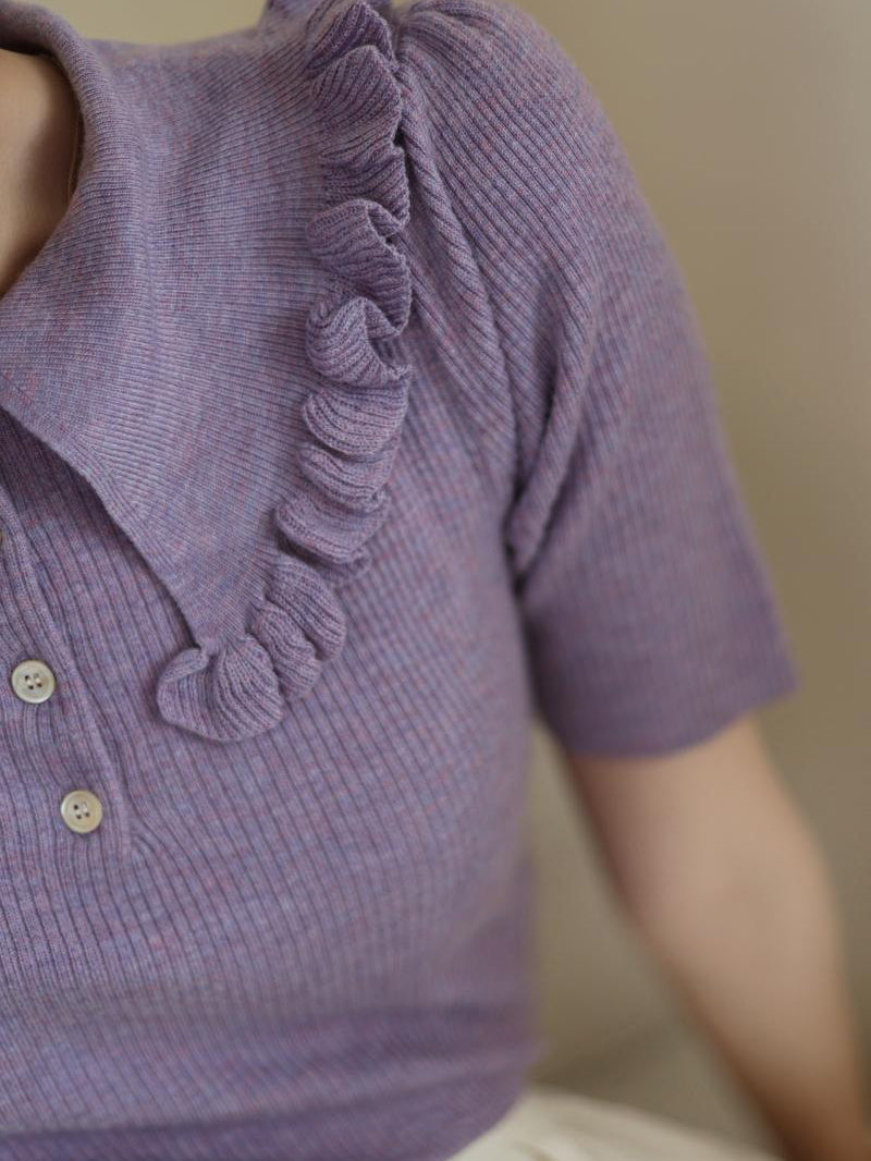 Modest Purple Lady Retro Knit Top