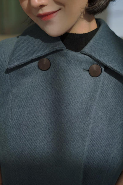 Gray Indigo Lady Classical Wool Coat