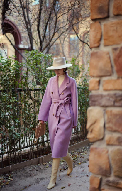 Purple lady long wool coat