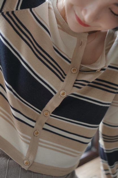 Lady's Striped Knit Cardigan