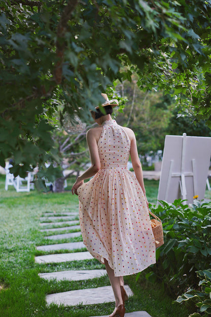 Polka dot tea party sleeveless dress