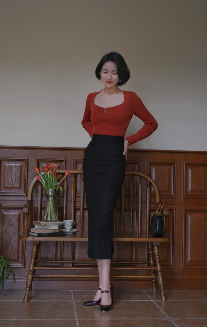 Lady's cheongsam slim knit