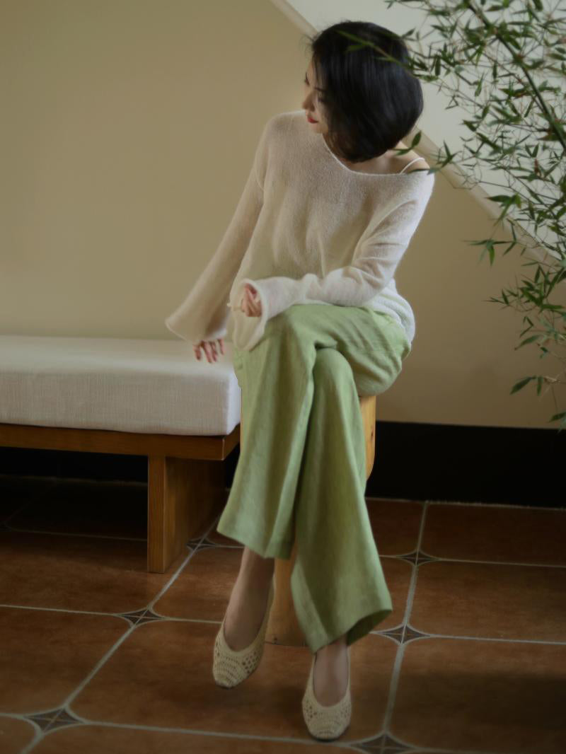 Ivory keyboard color mohair pullover