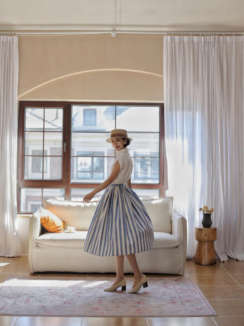 vertical striped hepburn skirt