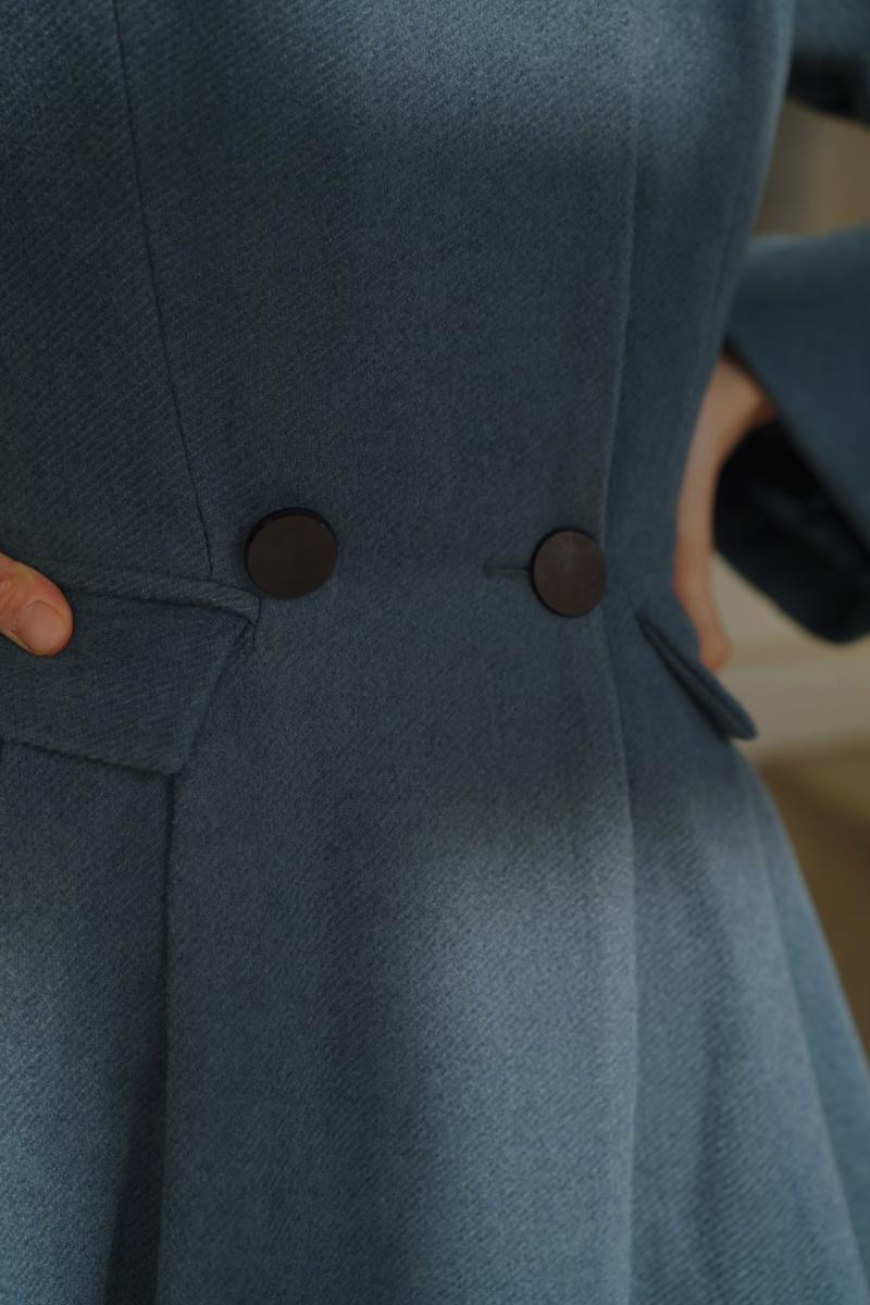 Gray Indigo Lady Classical Wool Coat