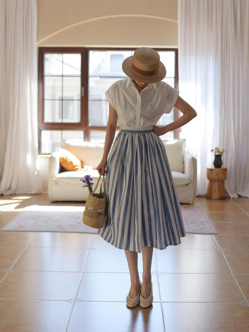 vertical striped hepburn skirt