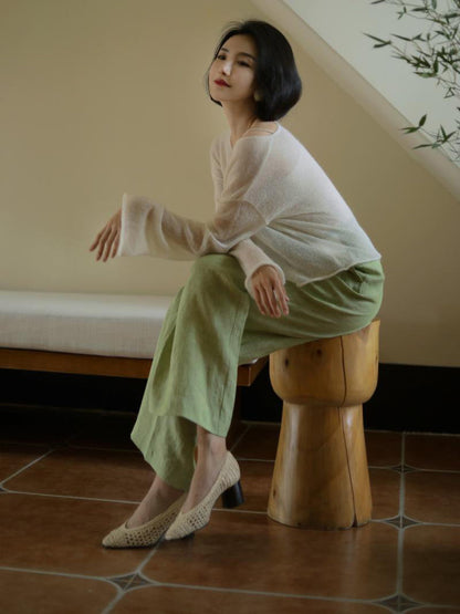 Ivory keyboard color mohair pullover