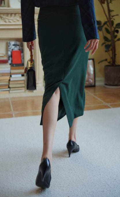 Dark Green Lady Tweed Tube Skirt