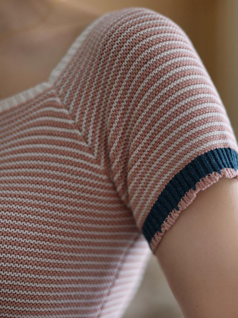 pink striped knit top